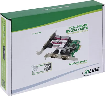 Produktbild von InLine 76619E, PCIe, Seriell, Männlich, PCIe 2.0, RS-232, 9-polig, PC