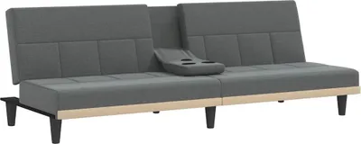 Imagen del producto de Sofá cama con portavasos, color gris oscuro, tapizado en tela