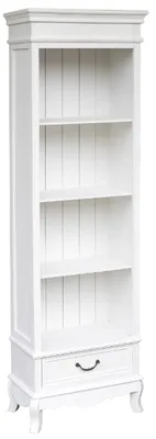 Image de Bibliothèque Casa Padrino de style rustique, blanche, dimensions : 53 x 30 x 178 cm - Meuble élégant avec un tiroir
