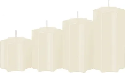 Produktbild von Sternkerzen Elfenbein 6 x Ø 6 cm, 4 Stück, Adventskerzen, Weihnachtskerzen