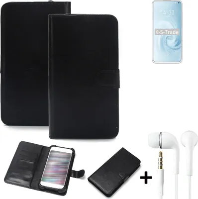 Produktbild von K-S-Trade Wallet Case Handyhülle kompatibel mit Meizu 17 Pro Schutzhülle Flip cover Flipstyle Tasche Hülle Flipcover Slim Bumper schwarz + in ear
