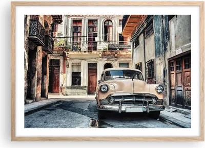 Produktbild von Gerahmtes Poster - Rahmen in heller Eiche - Kubanisch Auto Mietshäuser - 70x50 cm - Wand Bild - Wanddeko - Wandbilder - Kunstposter - Wandposter - Bilderrahmen - Bilder - Kunstdruck - P2NAA70x50-4413