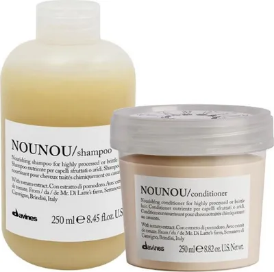Obrázok produktu pre Davines Nounou Shampoo, 250 ml, Šampón, Unisex, Lámavé vlasy, Suché vlasy, Výživa, Ochrana, Lesk, Zmäkčovadlo, Fľaša