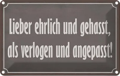 Immagine prodotto di vianmo Insegna di latta 20x30 cm lieber ehrlich und gehasst als