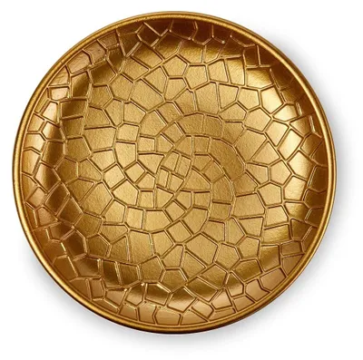 Image de Bol en bois de 28 cm de diamètre - Décoré d'ornements dorés - Durable - Haute qualité - Aspect attrayant - Excellent rapport qualité-prix - Bol décoratif