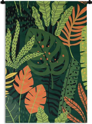 Produktbild von MuchoWow® Wandteppich Wandbehang Dschungel - Muster - Blätter - Jungen - Mädchen - Kind 60x90 cm Tapisserie Dekoration Wandtuch - Foto-Teppich - Abwaschbar