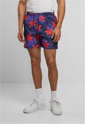 Image de Short de bain pour homme Urban Classics Pattern, bleu/rouge - S