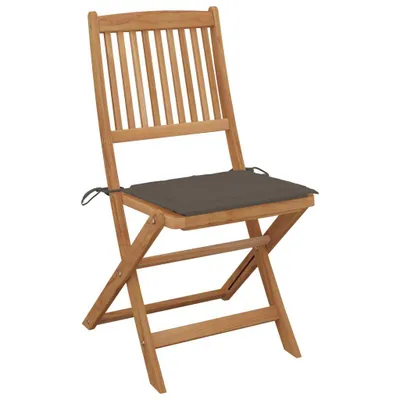 Image de vidaXL Chaises de jardin pliantes 2 pcs. avec coussins en bois massif d'acacia