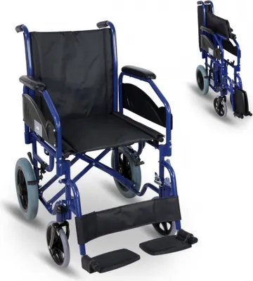 Produktbild von Rollstuhl faltbar Mobiclinic Feststellbremse Sitzhöhe 45 cm abnehmbare Fußstützen klappbare und gepolsterte Armlehnen Farbe schwarz Maestranza