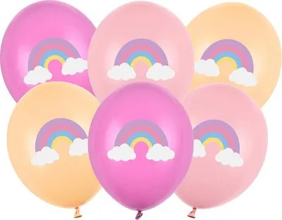 Immagine prodotto di Palloncini motivo arcobaleno 30 cm rosa/arancio set di 6 palloncini