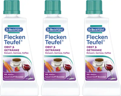 Produktbild von Dr. Beckmann Fleckenteufel Obst & Getränke - Fleckentferner gegen Rotwein, Kaffee uvm. 3x 50 ml