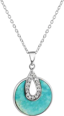 Produktbild von F Anhänger mit Kette 925/- Sterling Silber 45cm weiß Türkis türkis 279240020-45