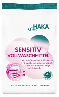Produktbild von HAKA Sensitiv Vollwaschmittel 3 kg Universal Pulverwaschmittel für Allergiker & Babys