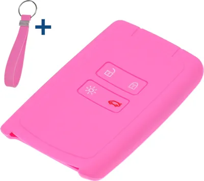 Produktbild von Auto Schlüssel Silikon Schutz Hülle + Schlüsselband Rosa kompatibel mit Renault Megane Kadjar Clio Captur 4 Tasten KEYLESS SMARTKEY
