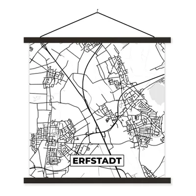 Produktbild von MuchoWow® Textilposter Erfstadt - Karte - Stadtplan 90x90 cm mit schwarzem Rahmen - Magnetisches