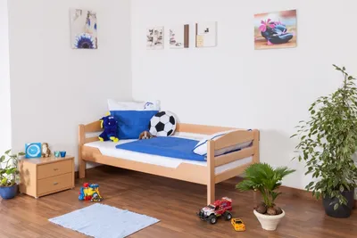 Produktbild von Kinderzimmer-Bett 90 x 190 cm | Massivholz: Buche | Natur Lackiert
