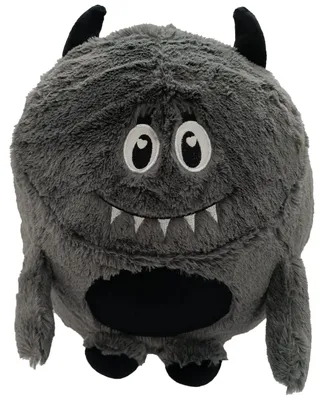 Produktbild von Monster Kuschelkissen Plüsch Kinder Kissen anthrazit Dekokissen mit Füllung ca. 45 cm Autokissen