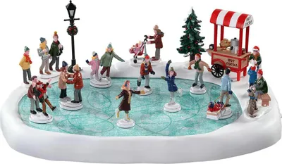 Imagen del producto de Lemax, pueblo navideño con estanque para patinaje, con adaptador de 4,5 V (94048UK)