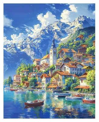 Immagine prodotto di Kit per dipingere per adulti, paesaggio, 40x50 cm, fai da te, include colori acrilici, pennelli e tela