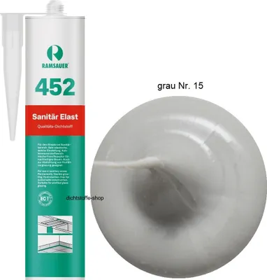 Produktbild von Ramsauer 452 Sanitär Elast 1K Silikon Dichtstoff 310ml Kartusche Grau Nr. 15