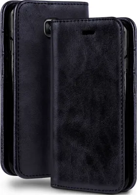 Produktbild von moex® Klapphülle kompatibel mit Samsung Galaxy A3 (2016) - Hülle mit Kartenfach, Marineblau