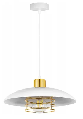Produktbild von FKL DESIGN Home Deco Hängelampe Hängeleuchte 1-flammig E27 Metall Lampenshirm Lampe aus Serie (Weiß-Gold, N700)