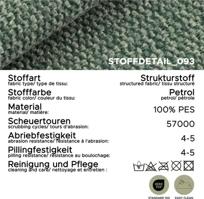 Produktbild von xonox.home Veda 3 Sitzer petrol B/H/T: 221x90x93cm