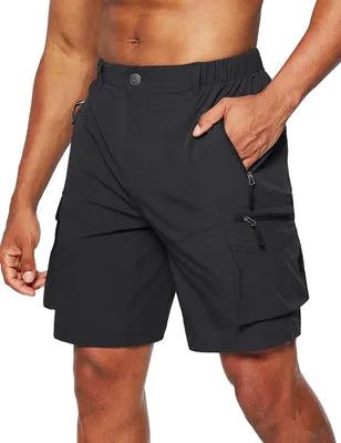 Produktbild von Herren Cargo-Trekkingshorts Schnelltrocknend Elastisch Bequem Schwarz XL