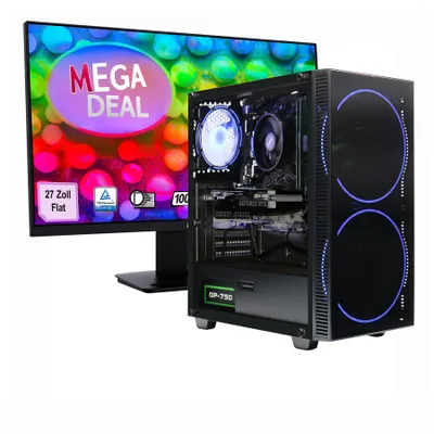 Produktbild von GAMEMAX Gaming-PC MegaDeal Black Hole Komplett-SET i5 14400F 32GB RAM 1TB SSD RTX 5060Ti (16GB) Windows 11 + MSI PRO MP273A LED-Monitor, Flat 27"