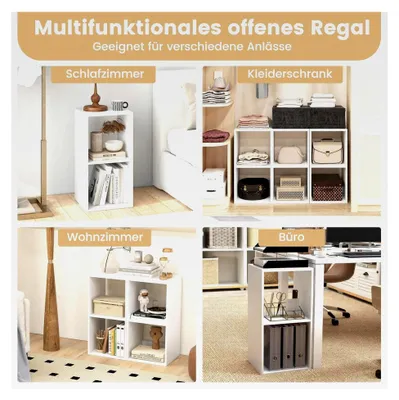 Produktbild von Bücherregal mit 2 Fächern, Würfelregal, Standregal, offenes Regal für Wohnzimmer, Arbeitszimmer, Büro, Weiß