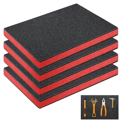 4er-Pack PE-Schaumstoff-Schnitzel 400x300x2,5 mm, schwarz