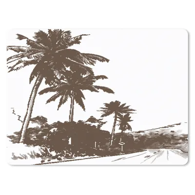 Produktbild von MuchoWow® Mauspad Mousepad Strand - Palme - Schwarz - Weiß 40x30 cm - Mousepads - Maus Mat - Pad - Mausunterlage - Anti Rutsch