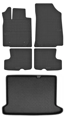 Productafbeelding van Rubberen automatten + kofferbakmat voor Dacia Sandero II 2013-2019 (hatchback) – 5-delig, zwart, op maat – Wielganizator