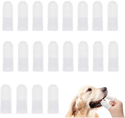 Produktbild von Famanu Hundezahnbürste 20 Stück - wiederverwendbare Fingerzahnbürste aus Nylon