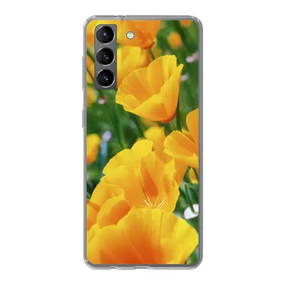 Produktbild von MuchoWow® Handyhülle Schutzhülle Hülle für Samsung Galaxy S21 Blumen - Garten - Orange Silikon Softcase Handy Hülle - Softcase