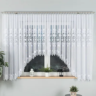 Image de ELŻBIETA - Rideau jacquard fini avec coupe en bas - 600x160 cm - blanc