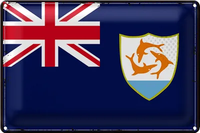 Produktbild von Blechschild Flagge Anguilla 30x20cm Retro Flag of Anguilla