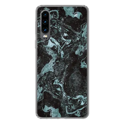 Produktbild von MuchoWow® Handyhülle Schutzhülle Hülle für Huawei P30 Naturstein - Blau - Stein Silikon Softcase Handy Hülle - Kartenbesitzer