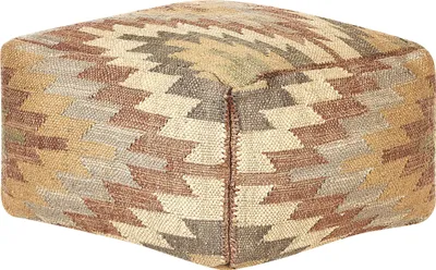 Produktbild von BELIANI Pouf Mehrfarbig Jute und Wolle 50 x 50 x 30 cm Quadratisch mit EPS Füllung Muster Orientalisch Geometrisch für Wohnzimmer Schlafzimmer Deko