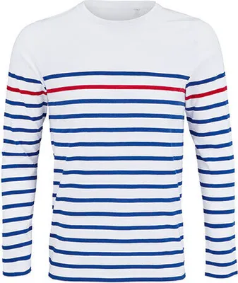 Produktbild von SOLS MenŽs Long Sleeve Striped T-Shirt Matelot
