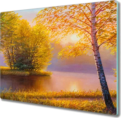 Produktbild von Coloray Hackbrett Herdabdeckplatte 60x52 cm Küchenbrett Kochplattenabdeckung Schneidebrett - Blumen Fluss Natur