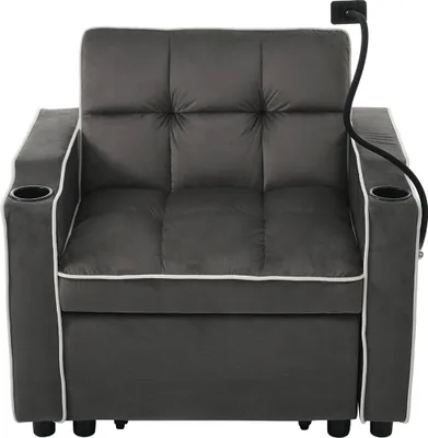 Produktbild von 3-in-1 Schlafsofa mit Getränkehaltern und Handyhalter Sofa-Liegestuhl Schlafstuhl Sessel für kleine Räume 83*167*76cm