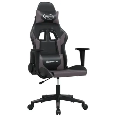 Produktbild von Gaming-Stuhl mit Massagefunktion Schwarz und Grau Kunstleder