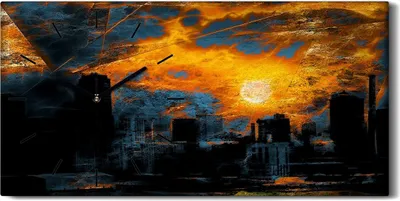 Produktbild von Küche Wohnzimmer Wand Leinwand Uhr 60x30 Wand Kunst Bild Abstraktion am Wasser - schwarze Hände
