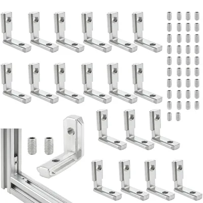 20er-Pack Aluprofil 20x20 L-Winkel Innenverbinder, vernickelt