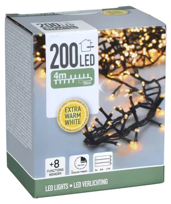LED-Lichterkette 200 extra warmweiße LEDs 4 m 8 Funktionen