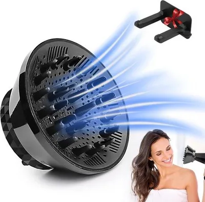 Image de Diffuseur universel pour sèche-cheveux, pliable, de 3,8 à 8 cm, idéal pour les cheveux ondulés ou bouclés