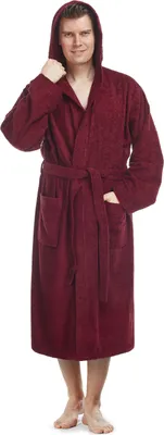 Produktbild von Arus Bademantel Pacific für Herren, wadenlang, Farbe:Bordeaux, Größe:L