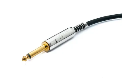 Produktbild von SYSTEM-S Audio Klinke Kabel 100 cm 6,35 mm 2 polig Stecker zu Stecker Knickschutz Winkel AUX Adapter
