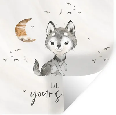 Produktbild von MuchoWow® Wandtattoo Wandsticker Wandaufkleber Sprichwörter - Wolf - Sei du selbst - Kinder - Jungen - Mädchen - Aquarell 30x30 cm Selbstklebend und Repositionierbar - Repositionierbar - Wasser abweisend